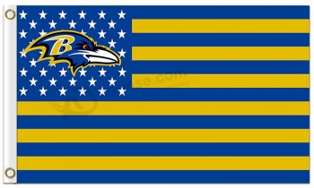 Personalizado alto-End nfl baltimore ravens 3'x5 'banderas de poliéster con rayas de estrellas