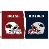 Kundenspezifisches nfl arizona Kardinäle 3'x5 Polyesterflaggenhaus geteilt mit Patrioten