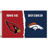 Benutzerdefinierte billige nfl arizona kardinäle 3'x5 'polyester flagge haus mit broncos geteilt