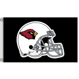 Kundenspezifischer nfl arizona Kardinäle 3'x5 Polyester-Flaggensturzhelm mit schwarzem Hintergrund