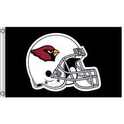 Kundenspezifischer nfl arizona Kardinäle 3'x5 Polyester-Flaggensturzhelm mit schwarzem Hintergrund
