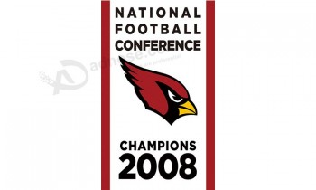 пользовательские дешевые nfl arizona кардиналы 3'x5 'полиэстер флагом национальных футбольных чемпионов конференции2008