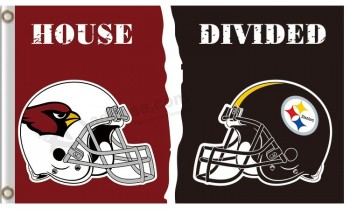 Wholesale high-end NFL Arizona Cardinals 3'x5' polyester flag house divided with steelers