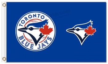 En gros pas cher mlb toronto blue jays 3 'x 5' drapeaux en polyester deux logos