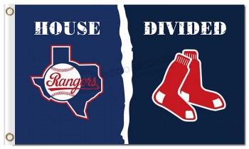Mlb texas rangers 3'x5 'poliestere flags house diviso red sox