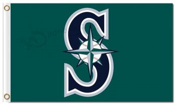 MLB Seattle Mariners 3'x5' polyester flags capital S