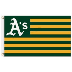 Mlb oakland athletics 맞춤형 판매를위한 3x15 '폴리 에스테르 깃발 줄무늬