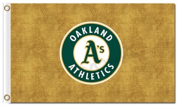 Atletismo de Oakland mlb 3'x5 'bandeiras de poliéster rodada logotipo para venda personalizada
