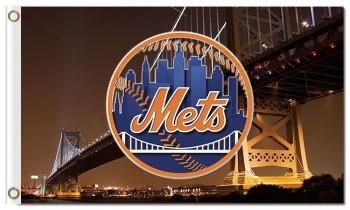 Mlb new york mets 3'x5 'polyester drapeaux pont de new york pour la vente personnalisée