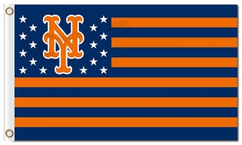 定制高-End mlb new york mets 3'x5'涤纶旗星星条纹