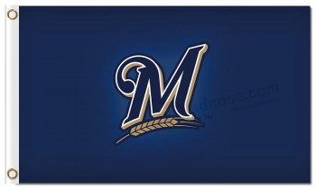 Custom high-end MLB Milwaukee Brewers 3'x5' polyester flags capital M