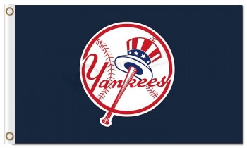 Aangepaste hoogte-Einde mlb new york yankees 3'x5 'polyester vlaggen logo