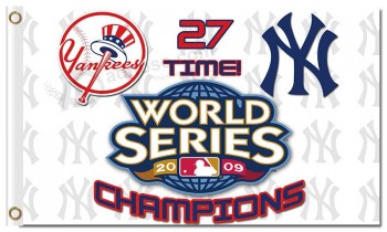 맞춤형 높이-엔드 MLB 뉴욕 양키스 3'x5 '폴리 에스테르 깃발 27 번 챔피언