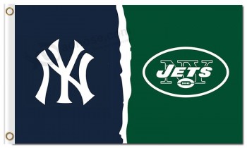 Personalizado alto-End mlb new york yankees 3'x5 'casa de banderas de poliéster dividida con jets