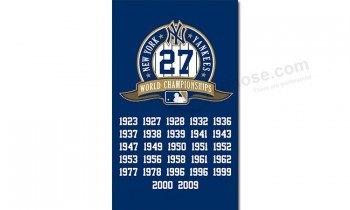 定制高-End mlb new york yankees 3'x5'聚酯旗帜世界冠军