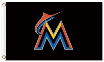 Mlb miami marlins 3'x5'聚酯旗帜标志黑旗