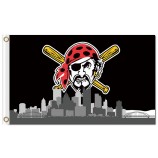 Custom cheap MLB Pittsburgh Pirates 3'x5' polyester flags logo city skyline