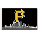Benutzerdefinierte billig mlb pittsburgh pirates 3'x5 'polyester fahnen p mit skyline der stadt