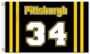 Benutzerdefinierte billige MLB Pittsburgh Piraten 3'x5 'Polyester Flaggen 34