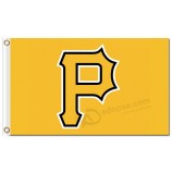Benutzerdefinierte billig mlb pittsburgh piraten 3 'x 5' polyester marken gelb hauptstadt p