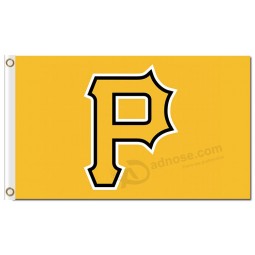 Benutzerdefinierte billig mlb pittsburgh piraten 3 'x 5' polyester marken gelb hauptstadt p