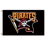 Benutzerdefinierte billig mlb pittsburgh pirates 3'x5 'polyester fahnen schwarz