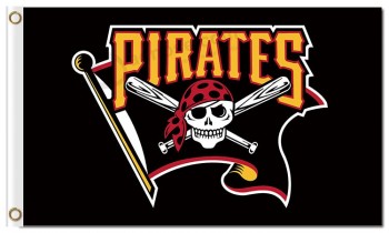 Custom cheap MLB Pittsburgh Pirates 3'x5' polyester flags black