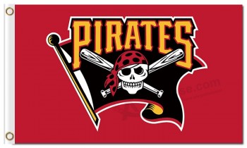 Custom cheap MLB Pittsburgh Pirates 3'x5' polyester flags red