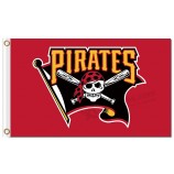 Kundenspezifische billige mlb pittsburgh Piraten 3'x5 'Polyester Flaggen rot