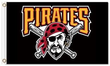 Logo a buon mercato personalizzato mlb pittsburgh pirates 3'x5 'poliestere bandiere logo