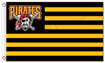 Custom barato mlb pittsburgh piratea 3'x5 'banderas de poliéster rayas