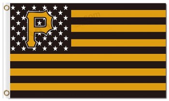 カスタム安価なmlbピッツバーグの海賊3'x5 'ポリエステルの旗p星の縞