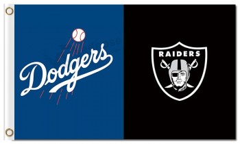 Benutzerdefinierte billige MLB Los Angeles Dodgers 3'x5 Polyester Flaggen Dodgers vs Raiders