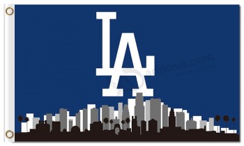 사용자 정의 싸구려 mlb 로스 앤젤레스 다저스 3'x5 폴리 에스테르 플래그 라 도시의 스카이 라인