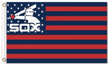 도매 주문품 mlb 시카고 백색 sox 3'x5 '폴리 에스테르 깃발 별 줄무늬