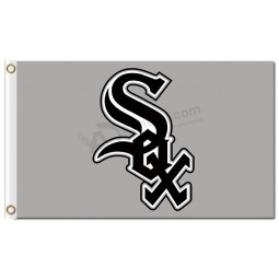 Atacado personalizado barato mlb chicago branco sox 3'x5 'bandeiras de poliéster cinza