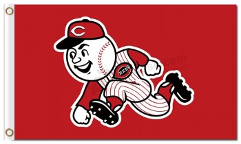 Haut de gamme personnalisé-Fin mlb cincinnati reds drapeaux en polyester 3'x5 '