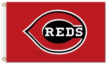 批发定制高-结束mlb cincinnati reds 3'x5'聚酯标志红色