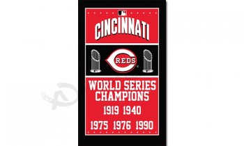 批发定制高-结束mlb cincinnati reds 3'x5'聚酯旗帜世界系列冠军