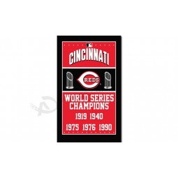 도매 주문 최고-End mlb cincinnati reds 3'x5 '폴리 에스테르 플래그 월드 시리즈 챔피언