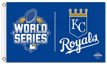 Venda por atacado alta personalizado-Terminam os royals da cidade de MLB Kansas 3'x5 'bandeiras do poliéster série de mundo 2015