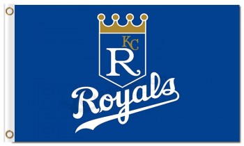 Commercio all'ingrosso di alta personalizzato-Logo di bandiera poliestere 3'x5 'royal di fine mlb kansas city