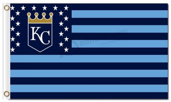Haut de gamme personnalisé-Fin mlb kansas city royals 3'x5 'drapeaux en polyester étoiles rayées