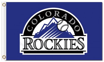Wholesale custom high-end MLB Colorado Rockies 3'x5' polyester flags logo blue