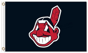 Großhandel benutzerdefinierte billige MLB Cleveland Indianer 3'x5 'Polyester Flaggen Logo