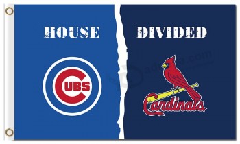 Mlb chicago cubs 3'x5 'polyester vlaghuis verdeeld met kardinalen