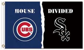Mlb chicago cubs Maison de drapeau en polyester 3'x5 'divisée vs sox