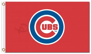 Groothandel custom goedkope mlb chicago cubs 3'x5 'polyester vlag logo rode vlag