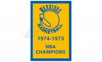 Nba золотые государственные воины 3 'x 5' полиэфирный флаг 1974-1975 годы чемпионский вертикальный баннер для пользовательской продажи