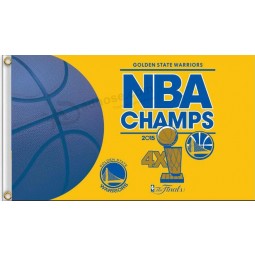 Golden State Warriors 3' x 5' Polyester Flag 4X champions 2019 for custom sale with high quality